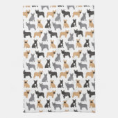 フランスフランスののブルドッグ – あなたの色を選ぶ！ キッチンタオル (縦)