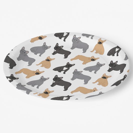 フランスフランスののブルドッグ – あなたの色を選ぶ! ペーパープレート (アングル)