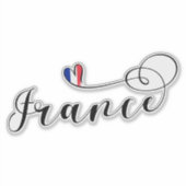 フランスフランスのハート国旗 シール (正面)