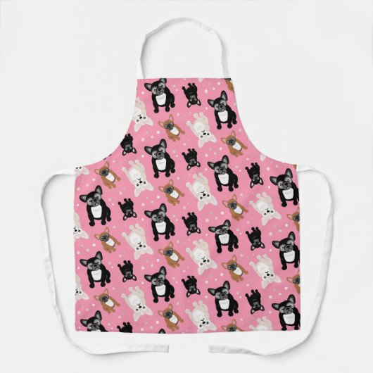 フランスフランスのブルドッグパピースピおもしろいンク エプロン (正面)