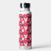 フランスフランスのブルドッグ赤パターンモノグラム ウォーターボトル (右面)