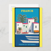 フランスフランスのリビエラヴィンテージ旅行ポスター ポストカード (正面/裏面)