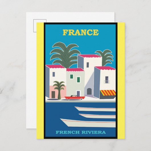 フランスフランスのリビエラヴィンテージ旅行ポスター ポストカード (正面/裏面)