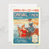 フランスフランスのヴィンテージビーチ海シートラベル ポストカード (正面/裏面)