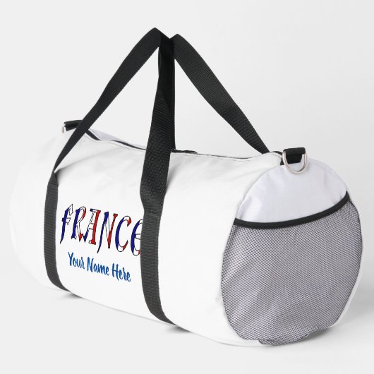 フランスフランスの国旗の色パーソナライズされた ダッフルバッグ (右コーナー)