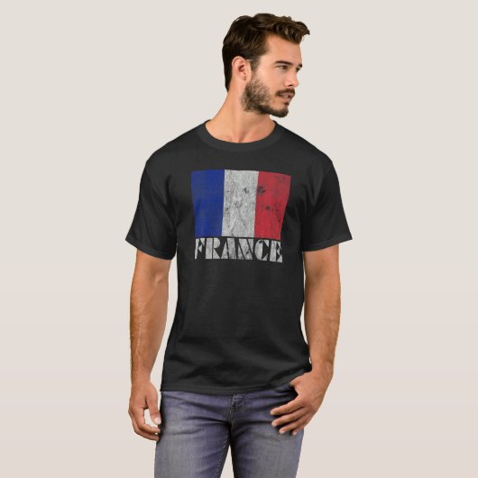 フランスフランスの国旗レトロヴィンテージカントリー Tシャツ (正面フル)