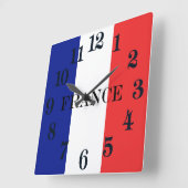フランスフランスの国旗 スクエア壁時計 (傾斜)