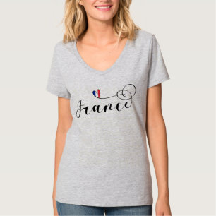フランスフランスの、ハート国旗 Tシャツ
