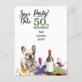 フランスブルドッグとの50歳誕生日パーティー ポストカード