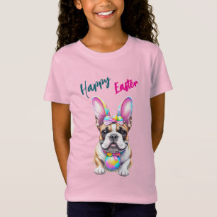 フランスブルドッグのウサギ イースターブルドッグ Tシャツ
