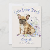 フランスブルドッグの花柄Adoptおめでとう、ガッチャデー！ カード (正面)