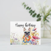 フランスブルドッグの花畑の誕生日 ポストカード (スタンド正面)