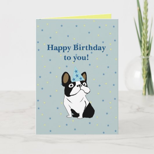 フランスブルドッグの誕生日おめでとう カード (正面)