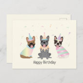 フランスブルドッグの誕生日おめでとう ポストカード (正面/裏面)