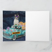 フランスブルドッグ ハロウィン トラック 怖い夜 カード (内部)