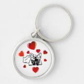フランスブルドッグ ハート キーケース キーホルダー (正面)