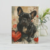 フランスブルドッグ バレンタインデー ビンテージ シーズンカード (スタンド正面)