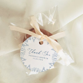 フランスブルーのシノワズリーフラワーブライダルフェアタグ フェイバータグ