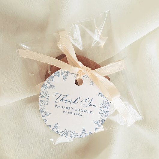 フランスブルーのシノワズリーフラワーブライダルフェイバータグ フェイバータグ