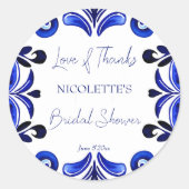 フランスブルーのメディテレーニアンタイルの結婚前お祝いギフト ラウンドシール (正面)