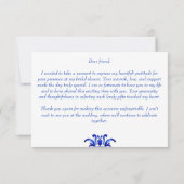 フランスブルーの地中海スタイルのタイルを使った結婚前お披露目パーティー サンキューカード (裏面)