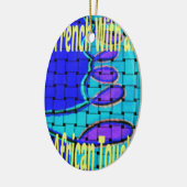 フランスブルー アフリカン ウーブン アブストラクト パープル シェイプ セラミックオーナメント (左)