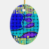 フランスブルー アフリカン ウーブン アブストラクト パープル シェイプ セラミックオーナメント (正面)