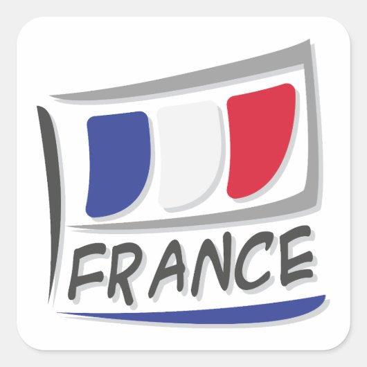 フランスプライドX国旗 スクエアシール (正面)