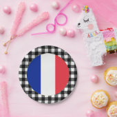 フランスプレート、バッファロー・プレイド&フランスの国旗 ペーパープレート (パーティー)