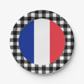フランスプレート、バッファロー・プレイド&フランスの国旗 ペーパープレート (正面)