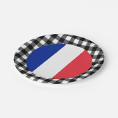 フランスプレート、バッファロー・プレイド&フランスの国旗 ペーパープレート (アングル)