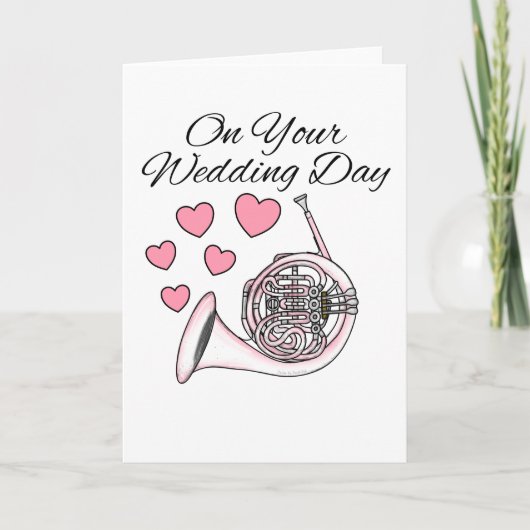 フランスホルンのウェディングカード ブラスミュージシャン サンキューカード (正面)