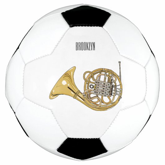 フランスホルンの漫画イラスト サッカーボール (正面)