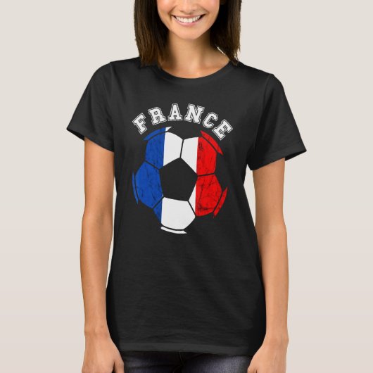 フランスボール仏サッカーチームフランスの国旗フランスの Tシャツ (正面)