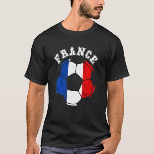 フランスボール仏サッカーチームフランスの国旗フランスの Tシャツ (正面)