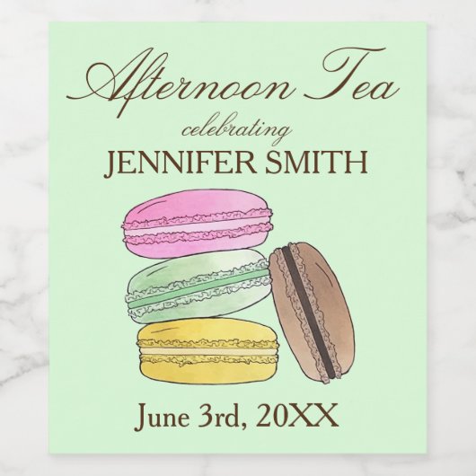 フランスマカロンウェディングシャワーアフタヌーンティーパーティー ワインラベル (シングルラベル)