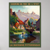フランスメイエンヌがヴィンテージ旅行ポスターを復元 ポスター (正面)