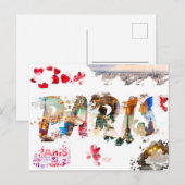 フランスモダンパリジェタイエッフェルタワートラベル ポストカード (正面/裏面)