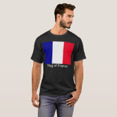 フランスユニセックス基本黒Tシャツ国旗 Tシャツ (正面フル)