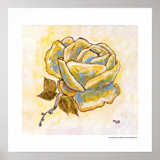 フランスユニーク南部の黄色いバラの花フローラ ポスター (正面)