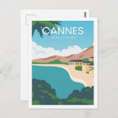 フランスリヴィエラカンヌトラベルプレイスイラストレーション ポストカード (正面/裏面)