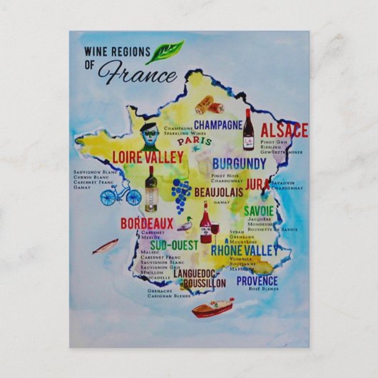 フランスワイン地域地図 ポストカード (正面)