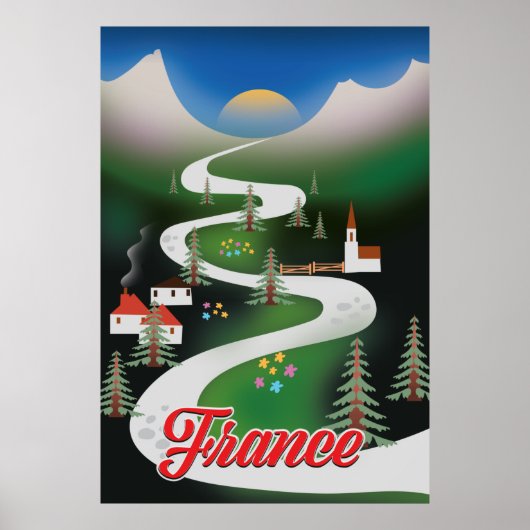 フランスヴィンテージスタイル旅行ポスター。 ポスター (正面)
