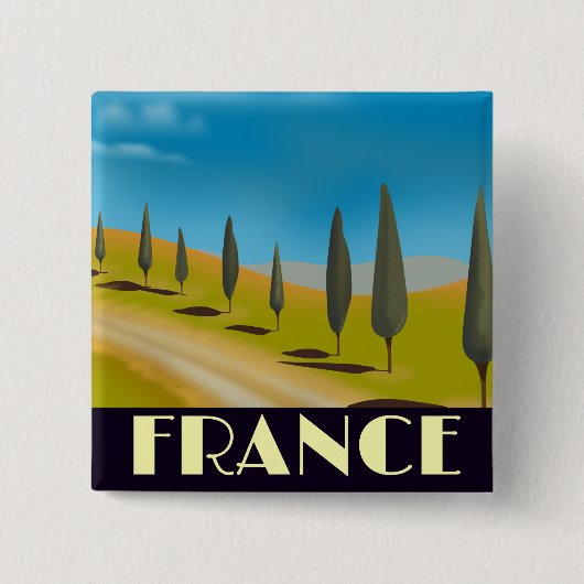 フランスヴィンテージスタイル旅行ポスター 缶バッジ (正面)