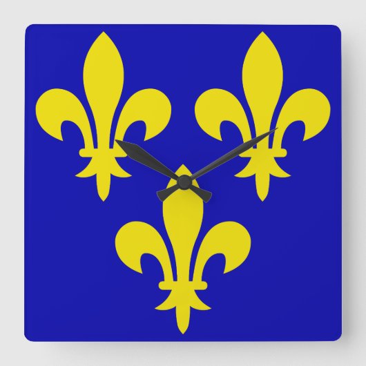 フランス中世の旗 スクエア壁時計 (正面)