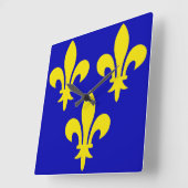 フランス中世の旗 スクエア壁時計 (傾斜)