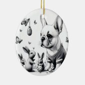 フランス人とバンニー セラミックオーナメント (右)