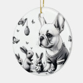 フランス人とバンニー セラミックオーナメント (左)