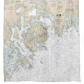 フランス人と青い丘の湾とアプローチのチャート シャワーカーテン (正面)