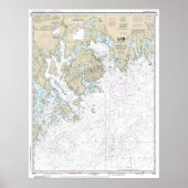 フランス人と青い丘の湾とアプローチのチャート ポスター (正面)